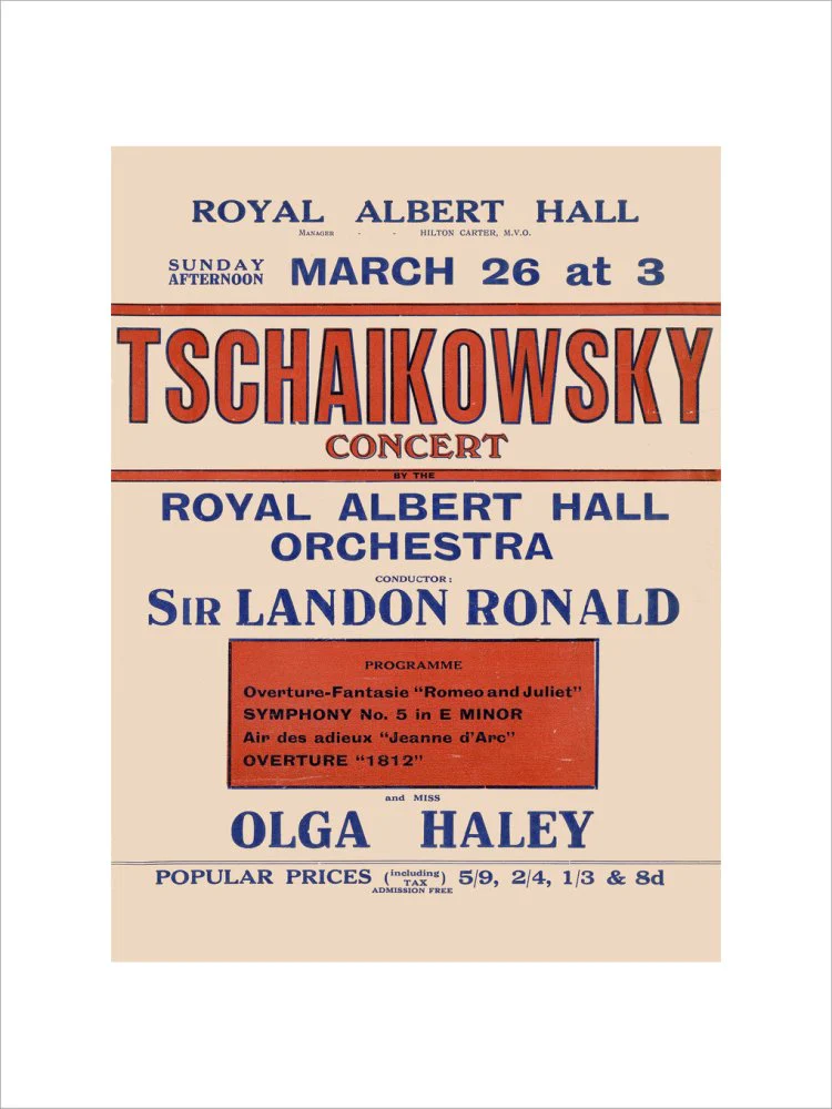 Handbill from Special Sunday Concerts (1921-1922 Season) - Tschaikowsky Concert by the Royal Albert Hall Orchestra and Miss Olga Haley, 26 March 1922 - Image 3