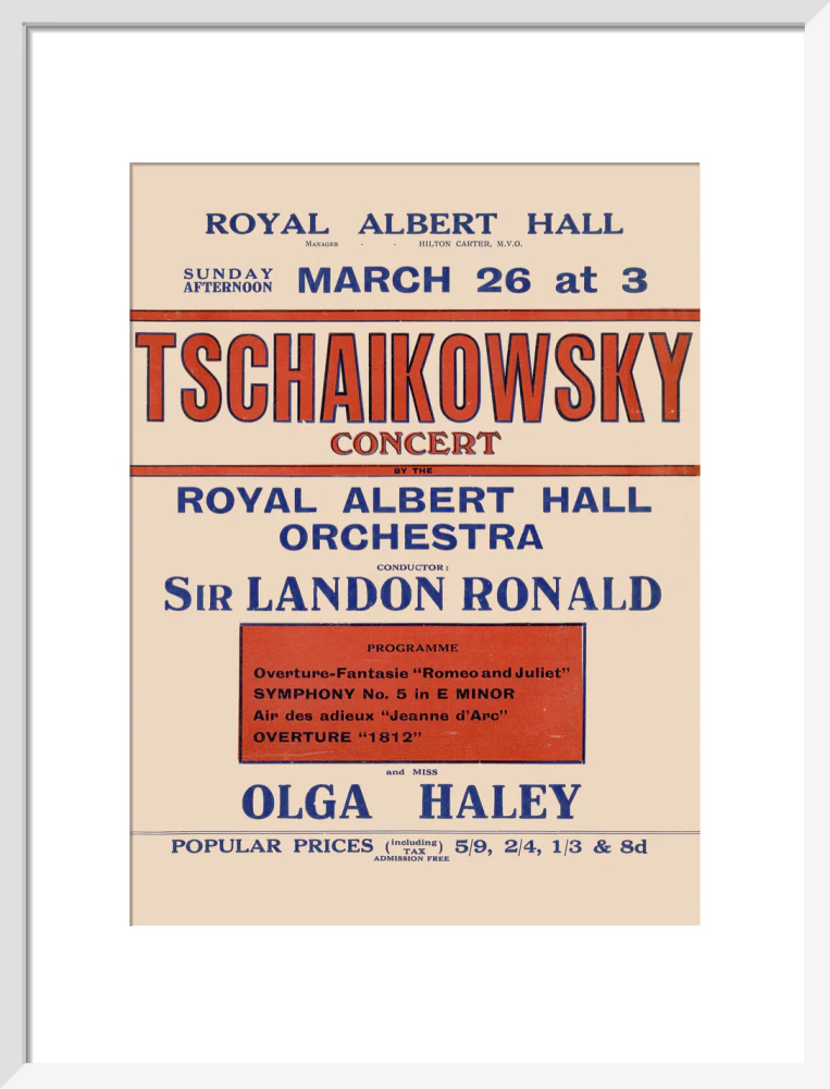 Handbill from Special Sunday Concerts (1921-1922 Season) - Tschaikowsky Concert by the Royal Albert Hall Orchestra and Miss Olga Haley, 26 March 1922 - Image 9