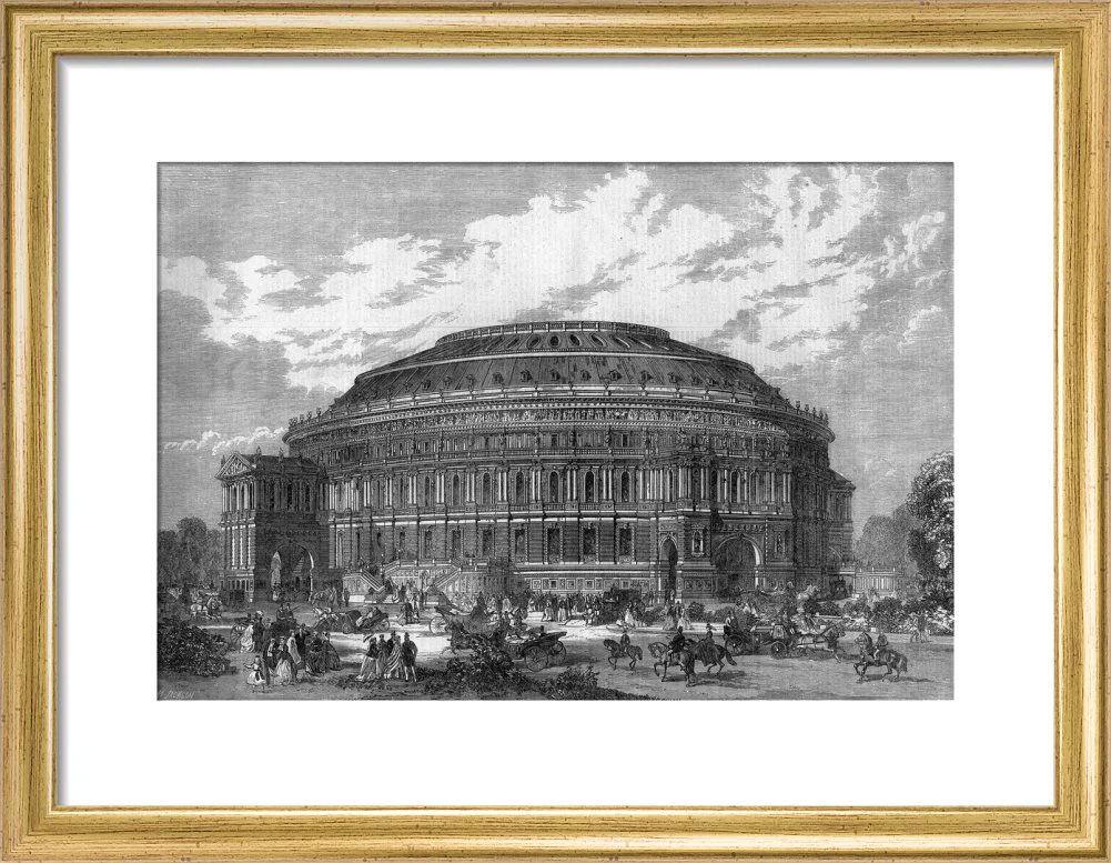 Black and White Construction Illustration of the Royal Albert Hall Art Print - Image 6