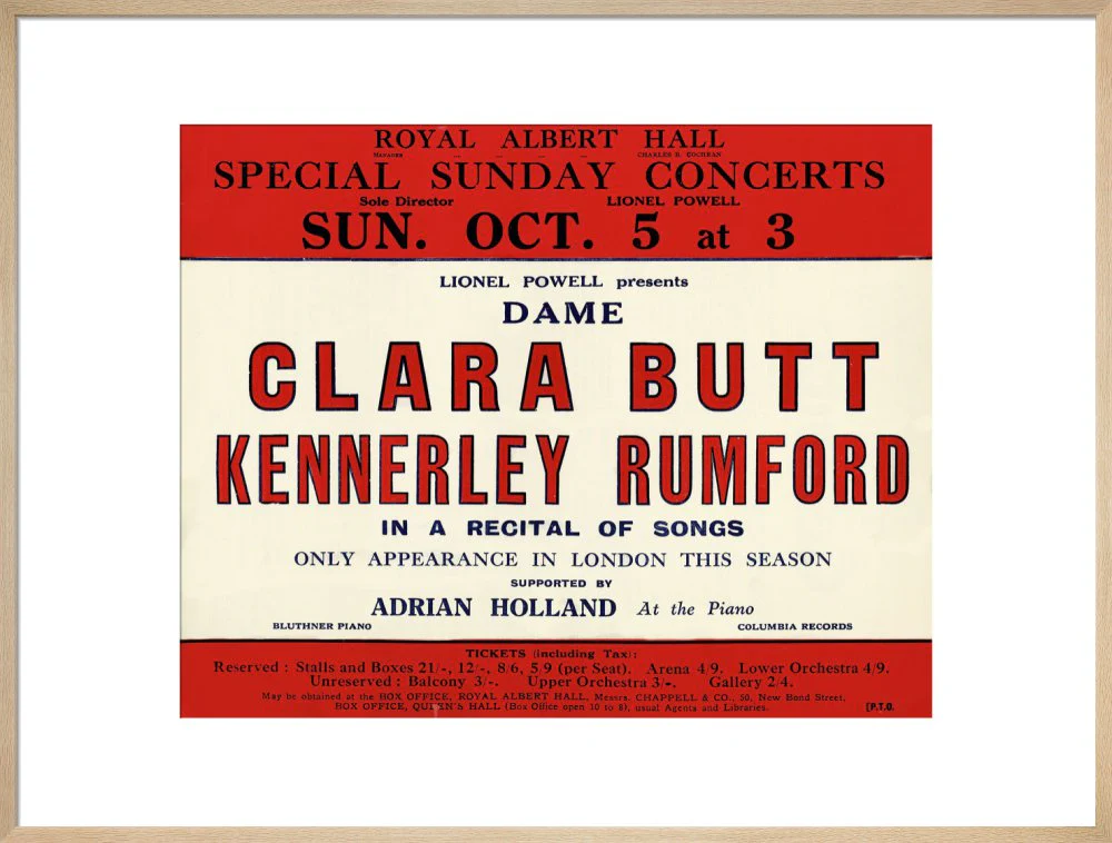 Dame Clara Butt and Kennerley Rumford's Special Sunday Concerts (1930-1931 Season) Art Print - Image 22