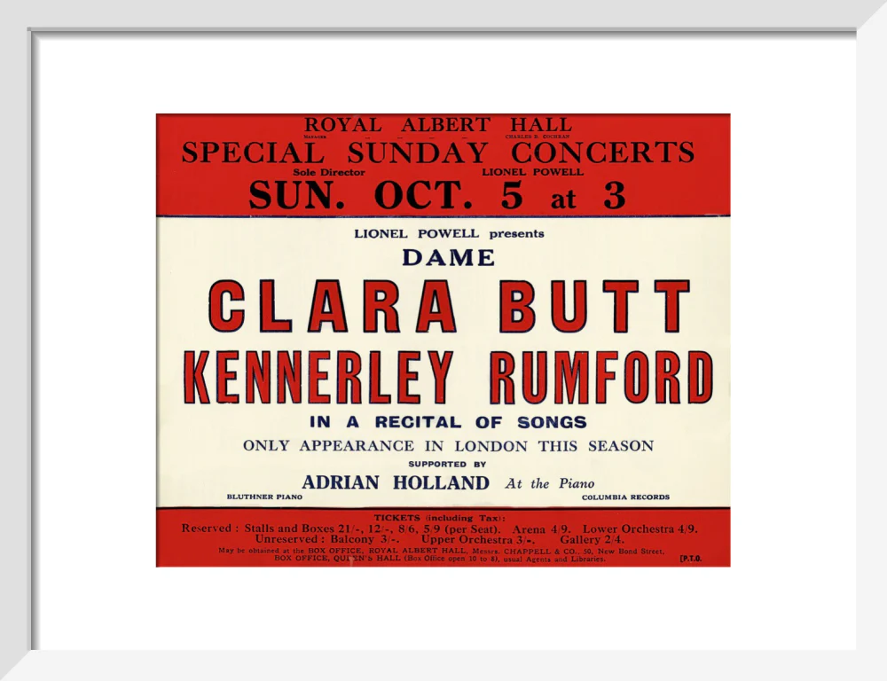 Dame Clara Butt and Kennerley Rumford's Special Sunday Concerts (1930-1931 Season) Art Print - Image 24