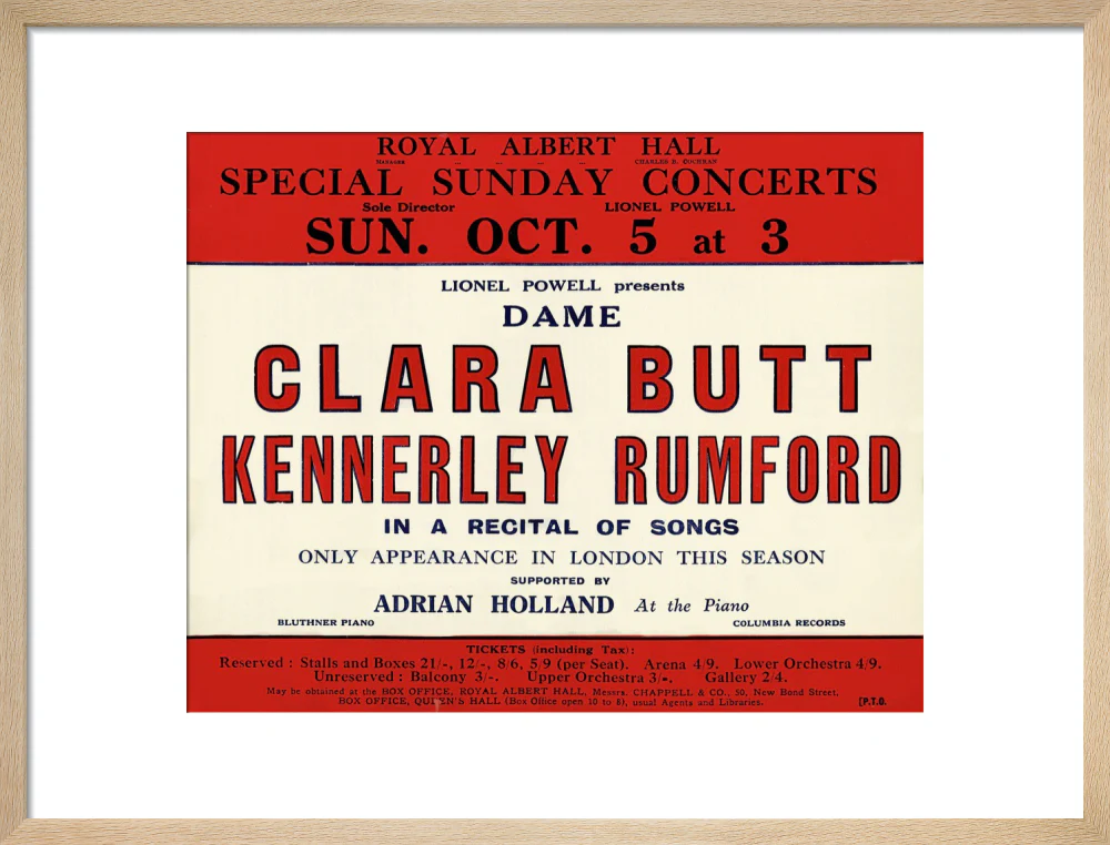 Dame Clara Butt and Kennerley Rumford's Special Sunday Concerts (1930-1931 Season) Art Print - Image 31