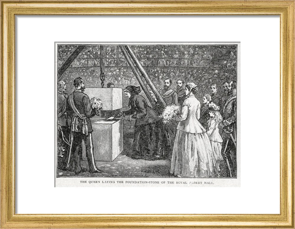 Close Up of Queen Victoria Laying the Hall's Foundation Stone Art Print - Image 6